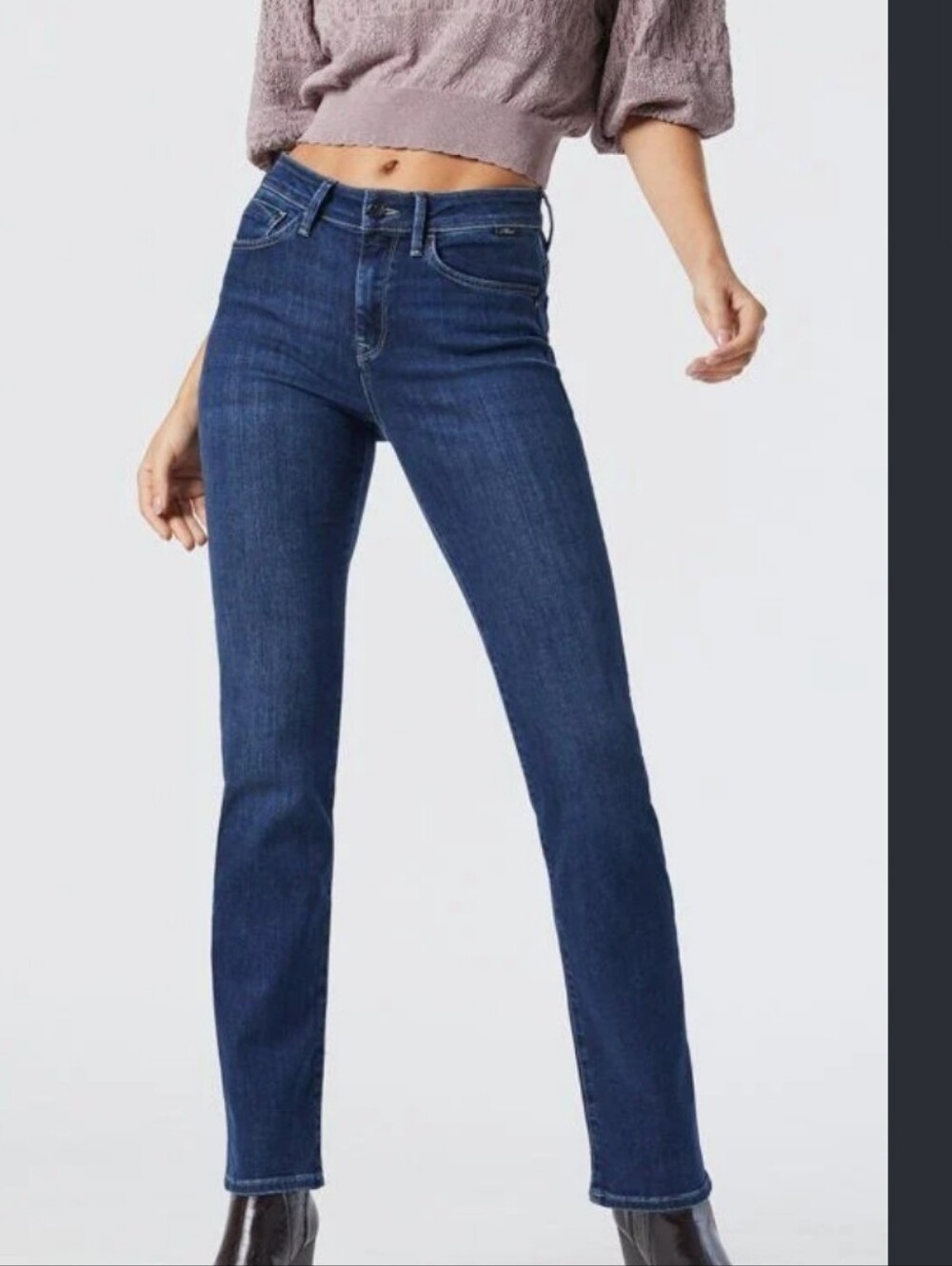 Mavi Women's Kendra Straight Leg Jeans in Medium Blue High Rise Size 27